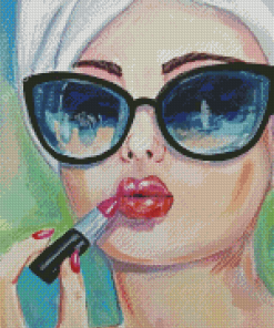 Lady Wearing Lipstick Diamond Painting