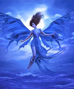 Lady With Wings Over Sea Diamond Painting