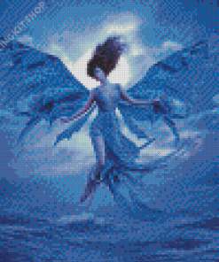 Lady With Wings Over Sea Diamond Painting