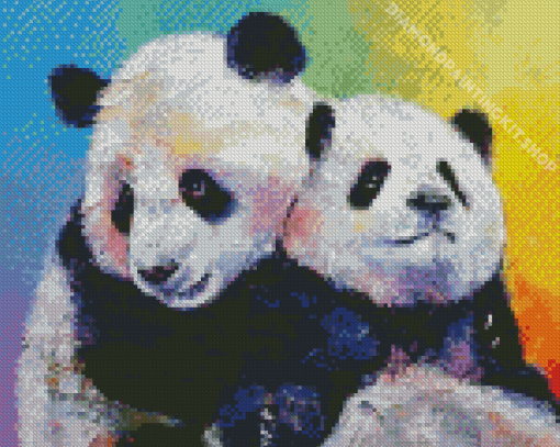 Panda Couple Hugging Diamond Painting