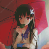 Anime Girl With Red Umbrella Diamond Painting