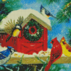 Snow Christmas Birdhouse Diamond Painting