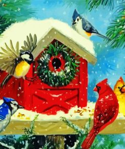 Snow Christmas Birdhouse Diamond Painting