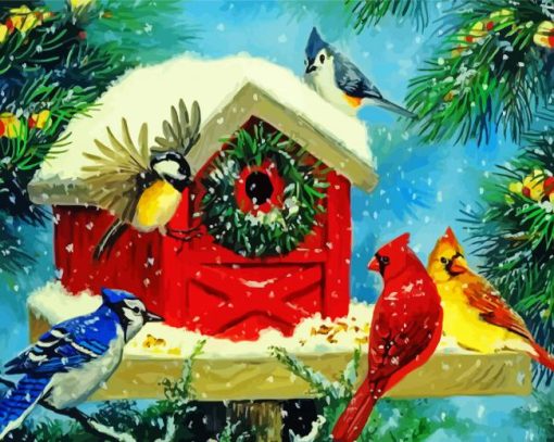 Snow Christmas Birdhouse Diamond Painting