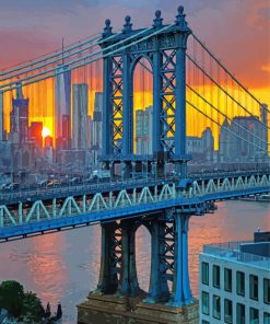 Sunset At Manhattan Bridge Diamond Painting