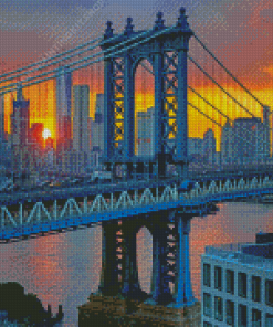 Sunset At Manhattan Bridge Diamond Painting