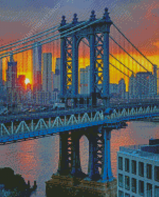 Sunset At Manhattan Bridge Diamond Painting