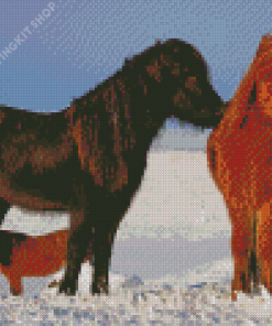 Winter Horses Friends Diamond Painting