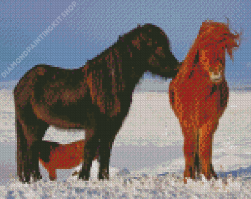 Winter Horses Friends Diamond Painting