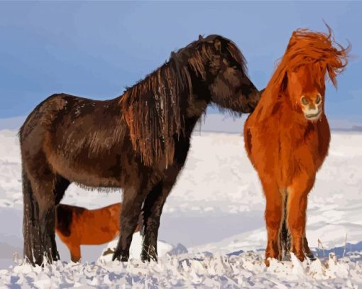 Winter Horses Friends Diamond Painting