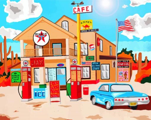 American Gas Station Diamond Painting