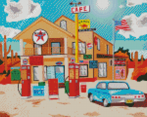 American Gas Station Diamond Painting