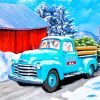 Classic Chevy Truck In The Snow Diamond Painting