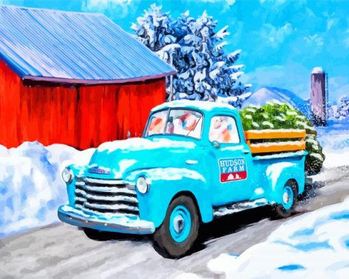 Classic Chevy Truck In The Snow Diamond Painting