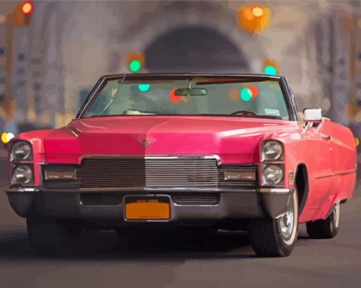 Cool Pink Cadillac Car Diamond Painting