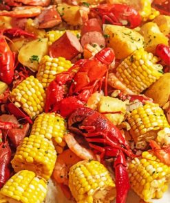 Crab Boil With Corn Diamond Painting