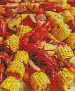 Crab Boil With Corn Diamond Painting