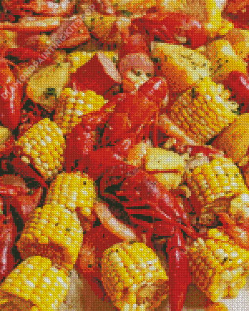 Crab Boil With Corn Diamond Painting