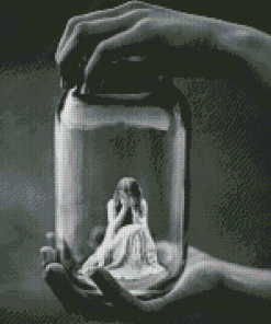 Crying Woman In Bottle Diamond Painting