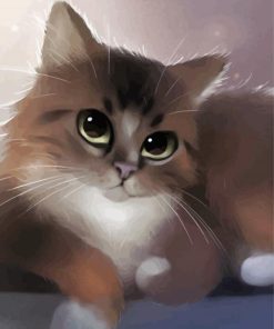 Cute Large Fluffy Cartoon Cat Diamond Painting