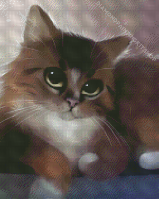 Cute Large Fluffy Cartoon Cat Diamond Painting