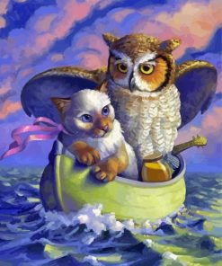 Cute Owl And The Pussy Cat Diamond Painting