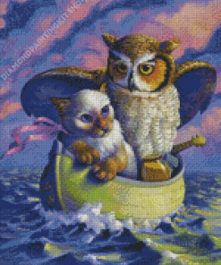 Cute Owl And The Pussy Cat Diamond Painting