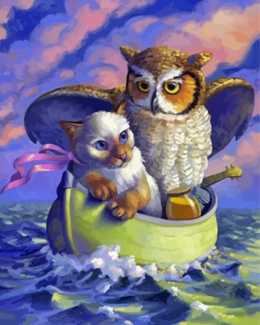 Cute Owl And The Pussy Cat Diamond Painting