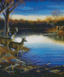 Deer By The River Diamond Painting