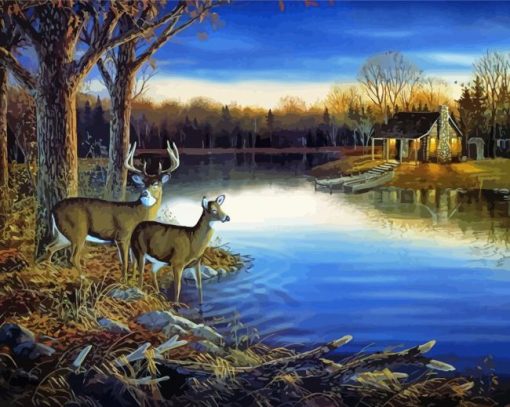 Deer By The River Diamond Painting