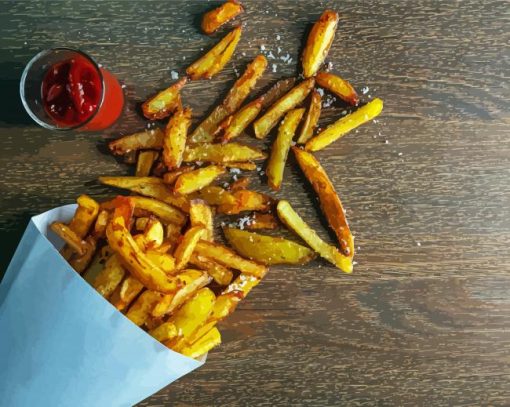 French Fries In Paper Bag With Sauce Diamond Painting