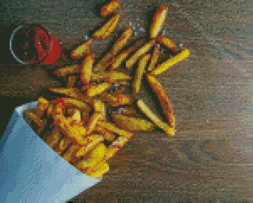 French Fries In Paper Bag With Sauce Diamond Painting