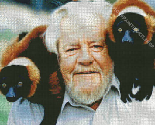 Gerald Durrell With Animals Diamond Painting