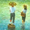 Girl And Boy Friends Fishing Diamond Painting