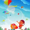 Kids Playing Kites Diamond Painting