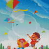 Kids Playing Kites Diamond Painting