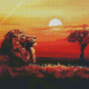 Lion Sunset View Art Diamond Painting