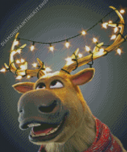 Moose With Christmas Lights Diamond Painting