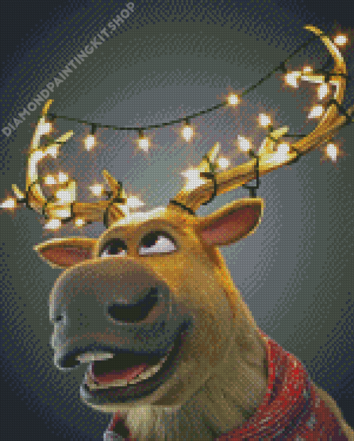 Moose With Christmas Lights Diamond Painting