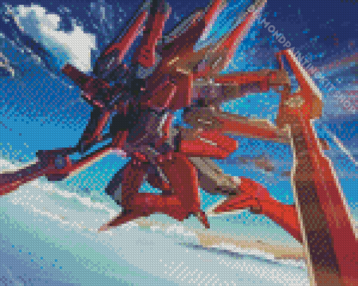 Red Anime Robot Diamond Painting