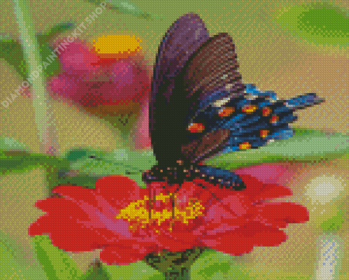 Red Rose Butterfly Diamond Painting