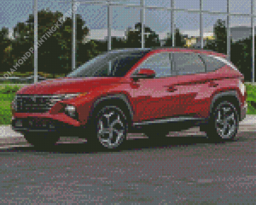 Red Tucson Hyundai Car Diamond Painting