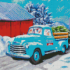 Classic Chevy Truck In The Snow Diamond Painting