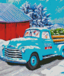 Classic Chevy Truck In The Snow Diamond Painting