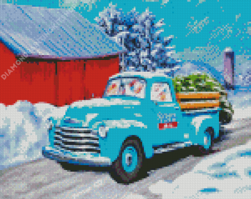 Classic Chevy Truck In The Snow Diamond Painting