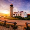 Sunset At Beavertail Lighthouse Diamond Painting