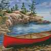 Wooden Red Canoe Diamond Painting