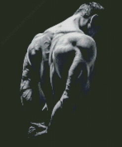 Black And White Strong Man Back Diamond Painting