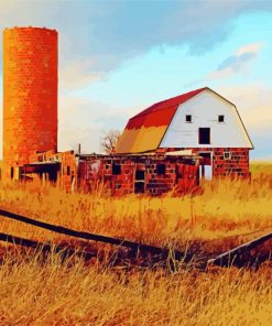 Farm Barn With Silo Diamond Painting