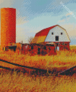 Farm Barn With Silo Diamond Painting